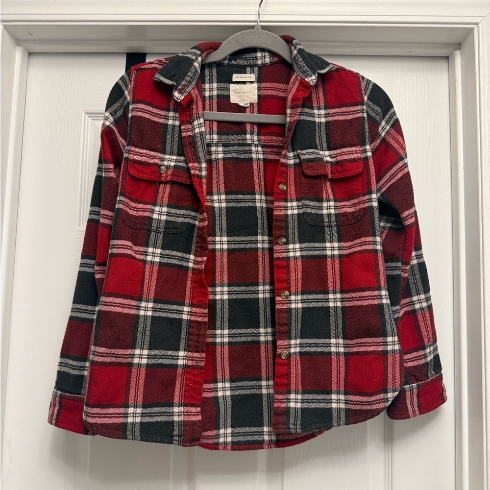American Eagle Ahh-mazingly Soft Plaid Flannel Buttondown Shirt Classic XS